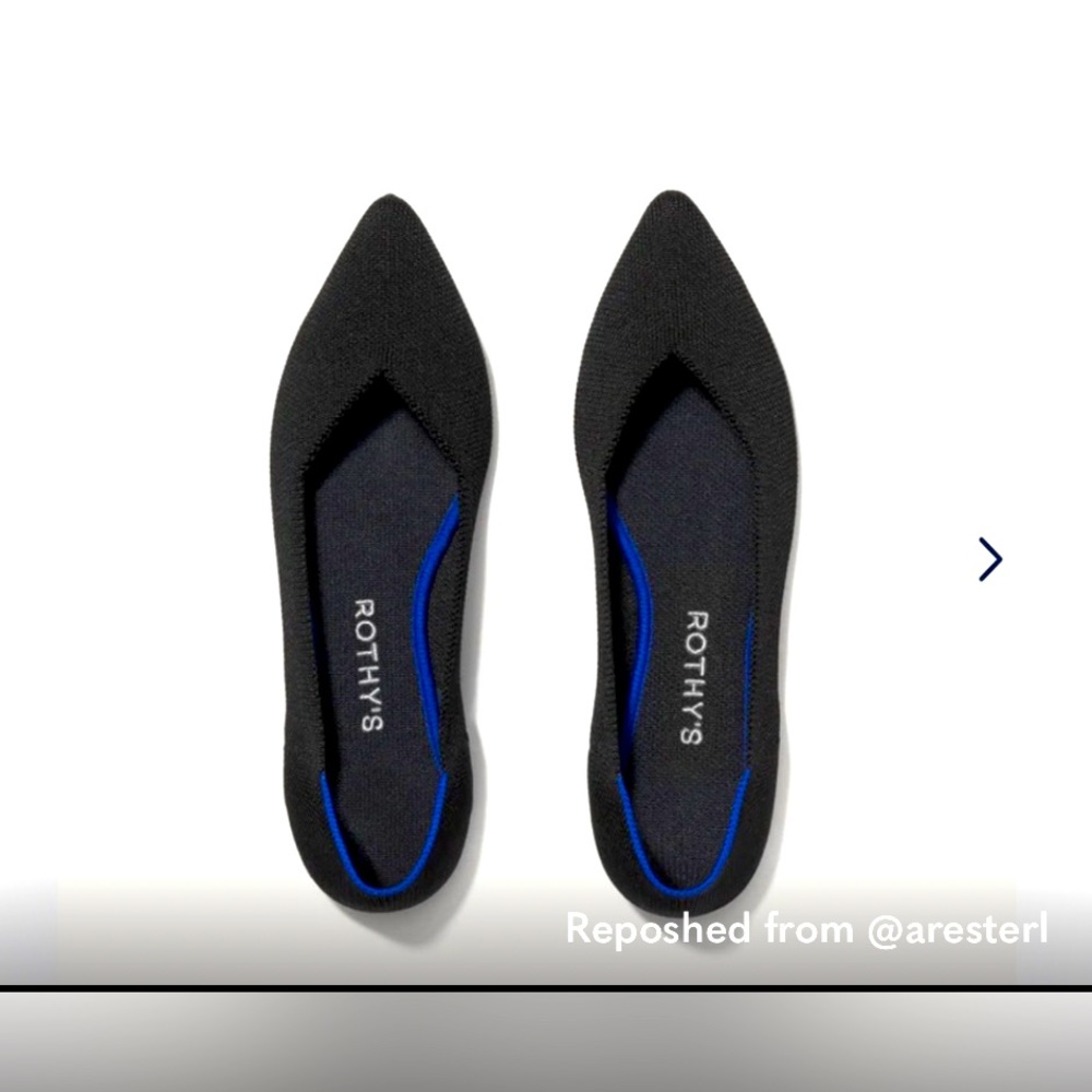 Rothy’s The Point Flats Black Career Classic Pointy Toe. Size 9.5.